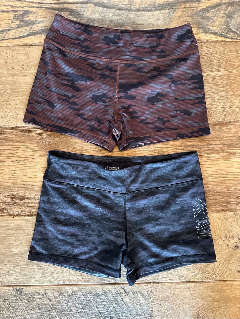 IAB MFG Camo Print Athletic Shorts Duo - Brown & Black